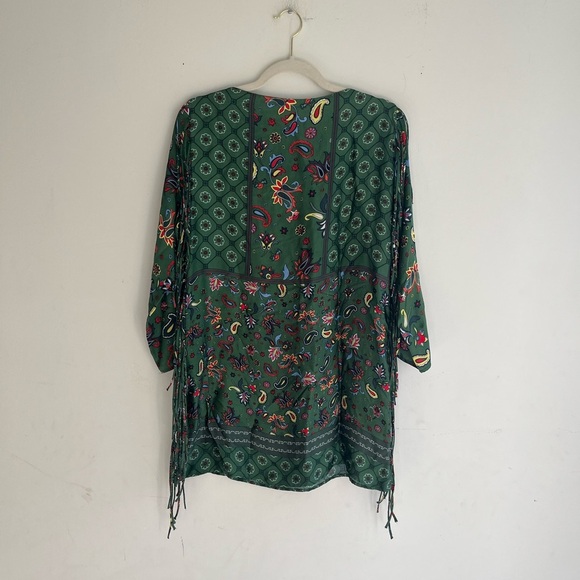 ZARA Green Paisley Fringe Tunic Dress Size Small - Picture 5 of 6